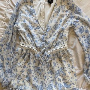 White and Blue Romper